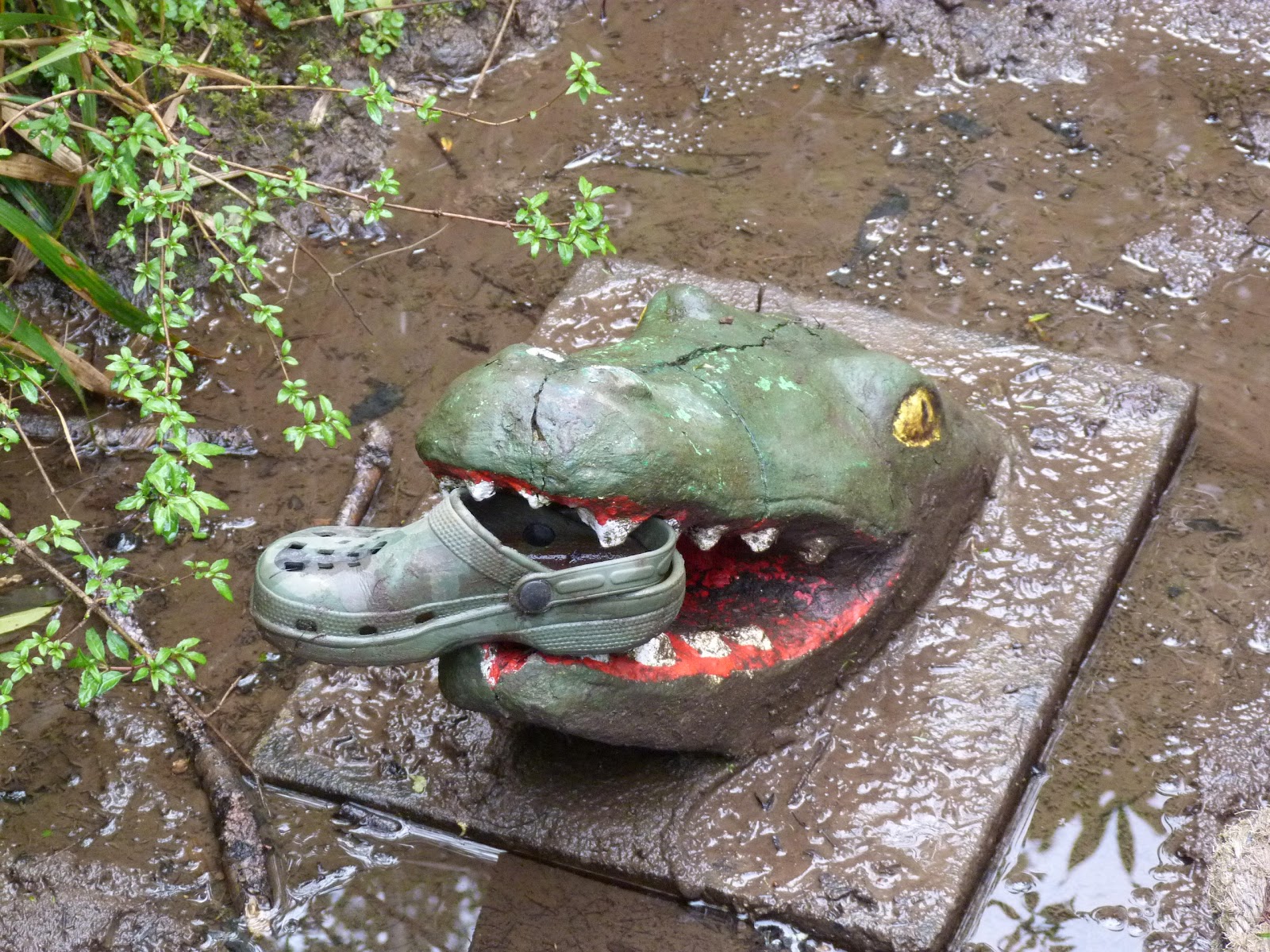 crocodile with a Croc in  his mouth